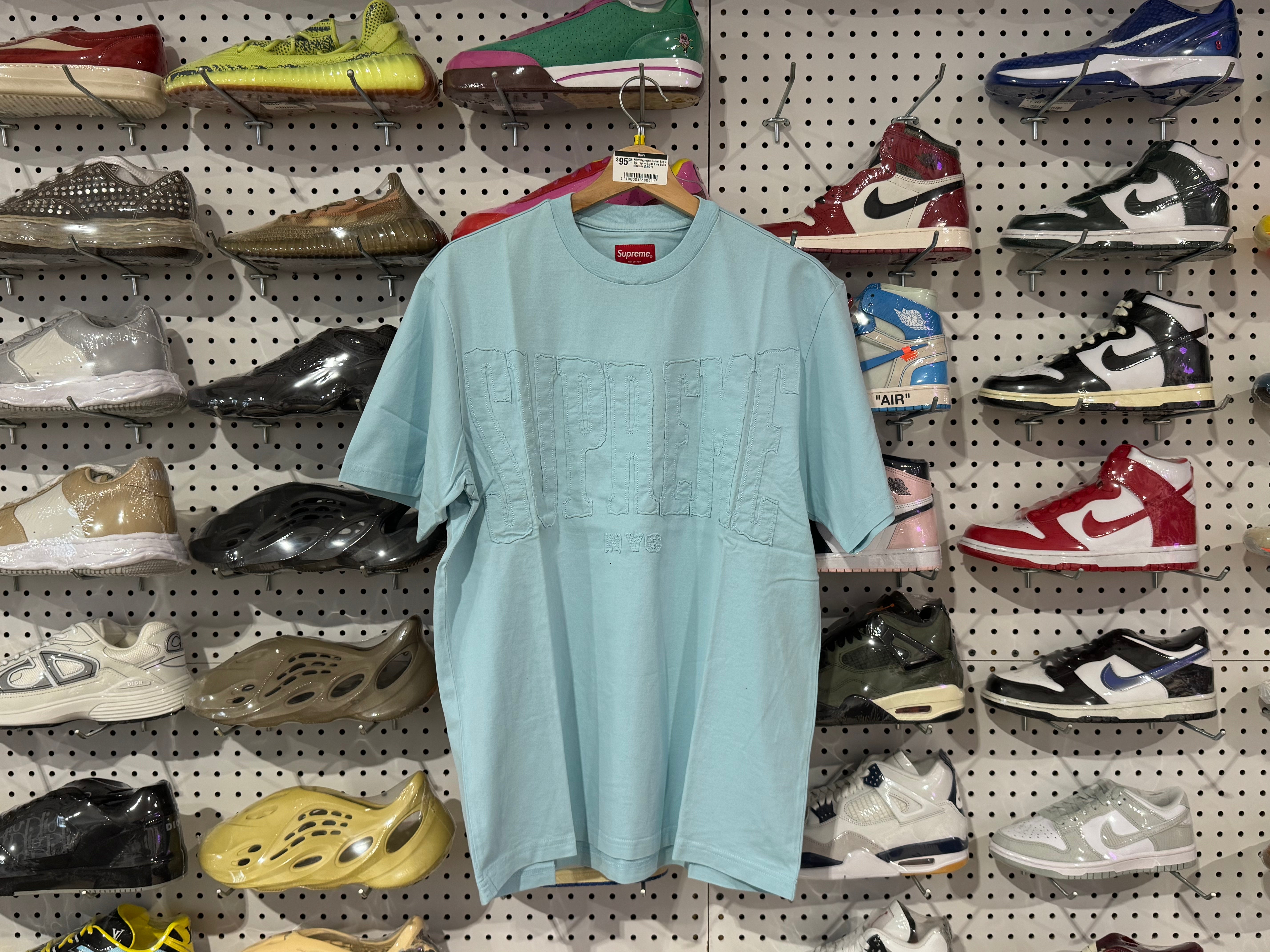NEW Supreme Cutout Logo S/S Top - Light Blue Sized Medium