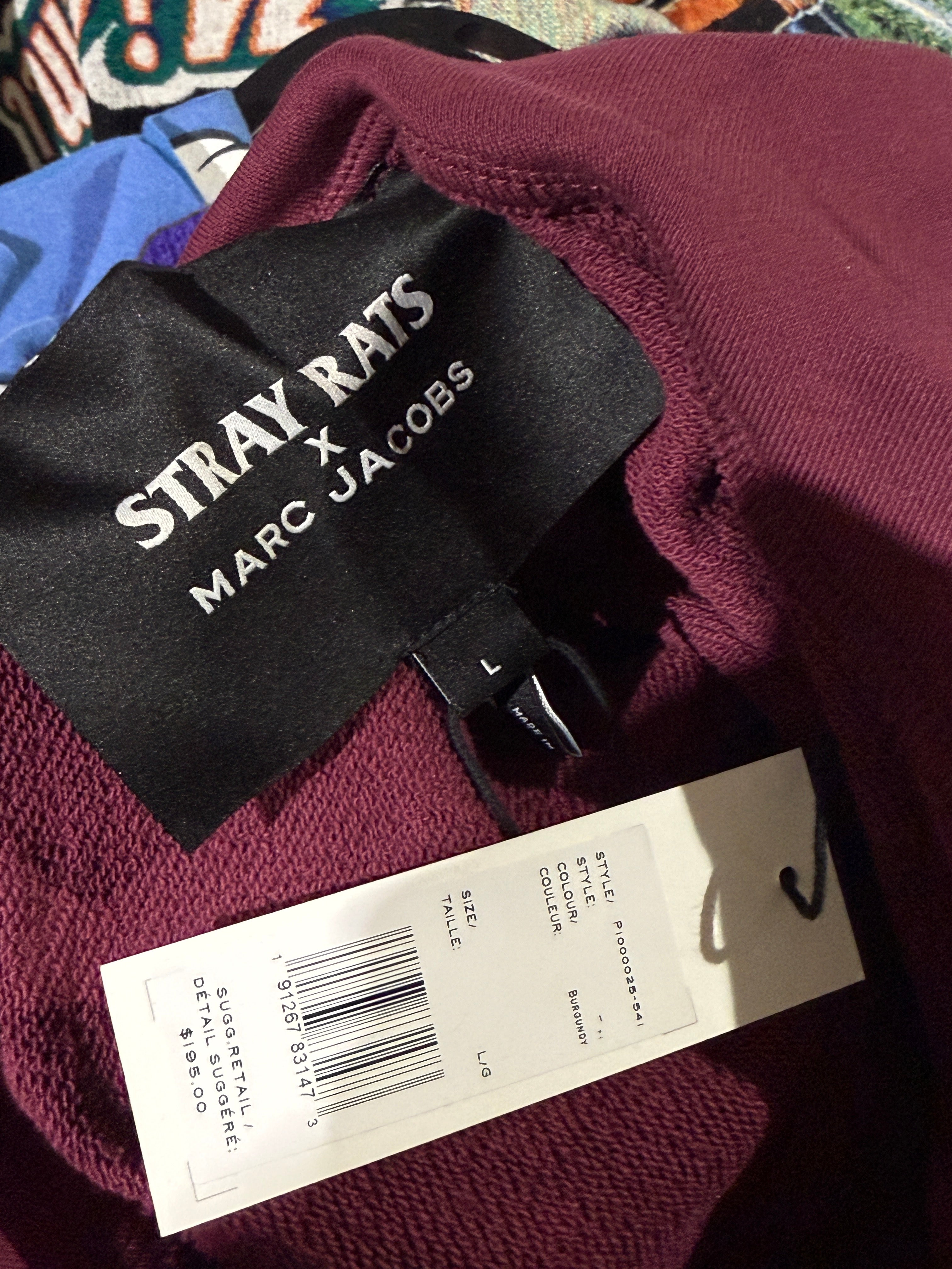 NEW Stray Rats x Marc Jacobs Zip Up Hoodie - Burgundy