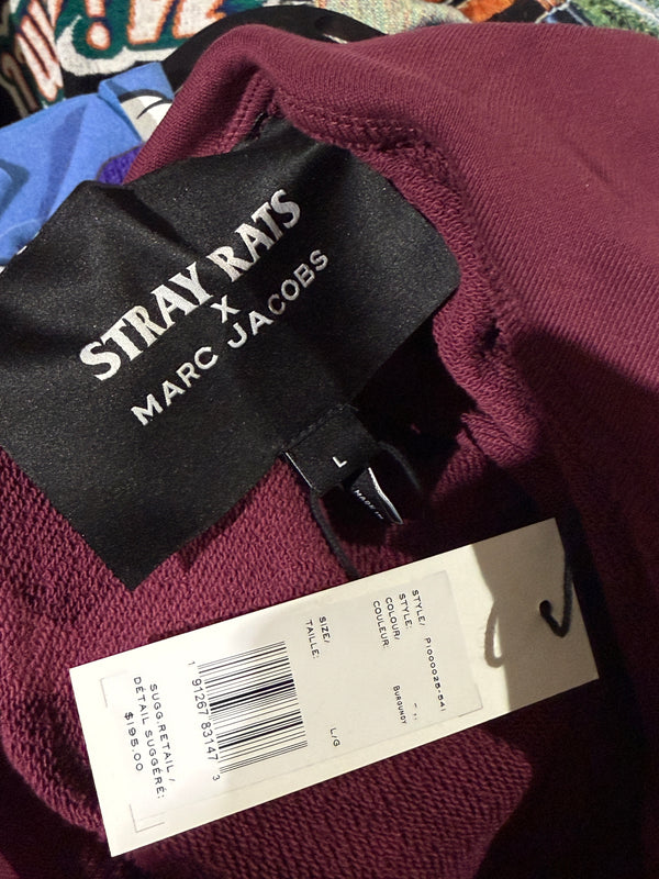 NEW Stray Rats x Marc Jacobs Zip Up Hoodie - Burgundy