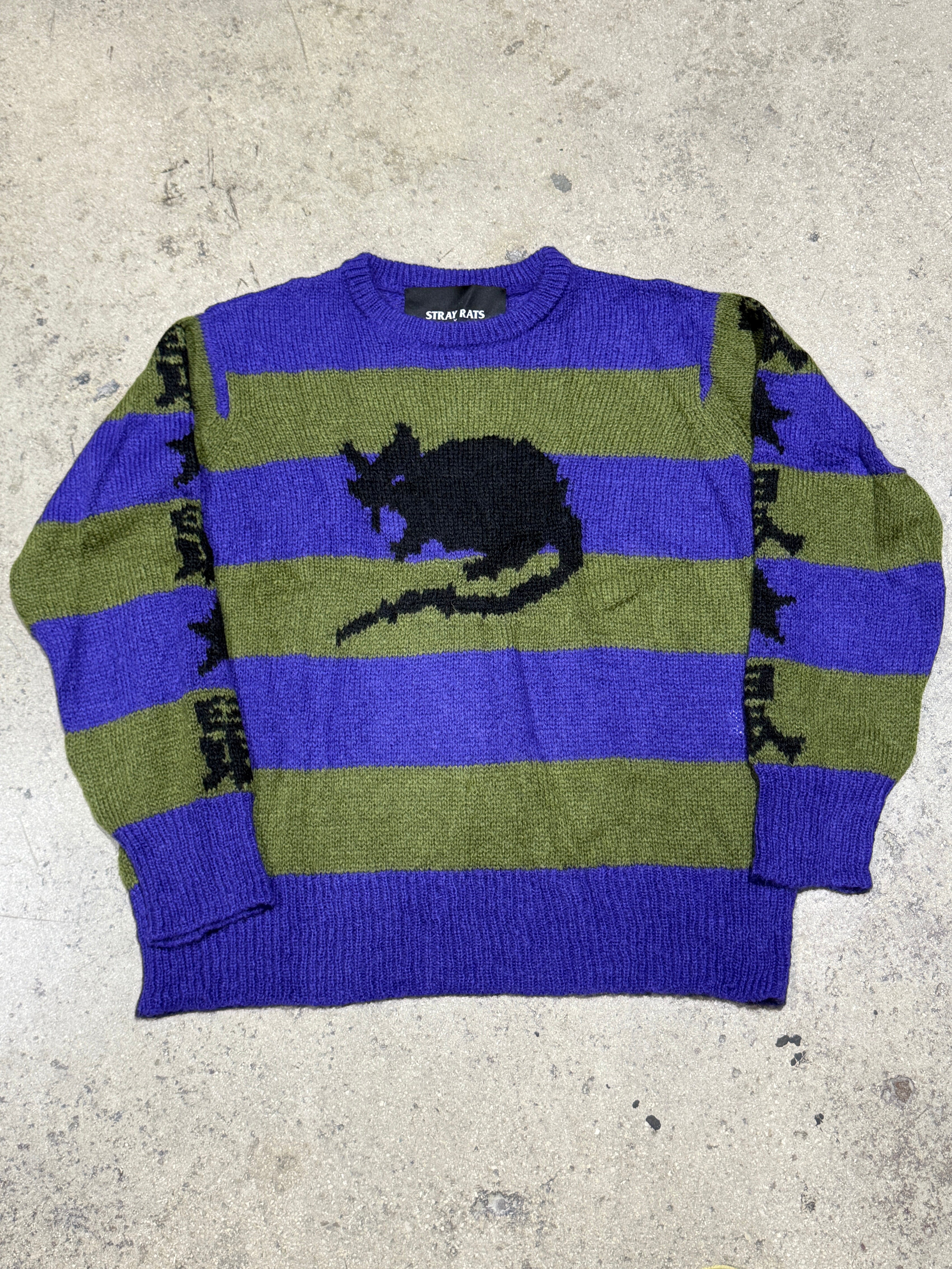 NEW Stray Rats x Marc Jacob The Grunge Sweater - Purple/Green Size Large