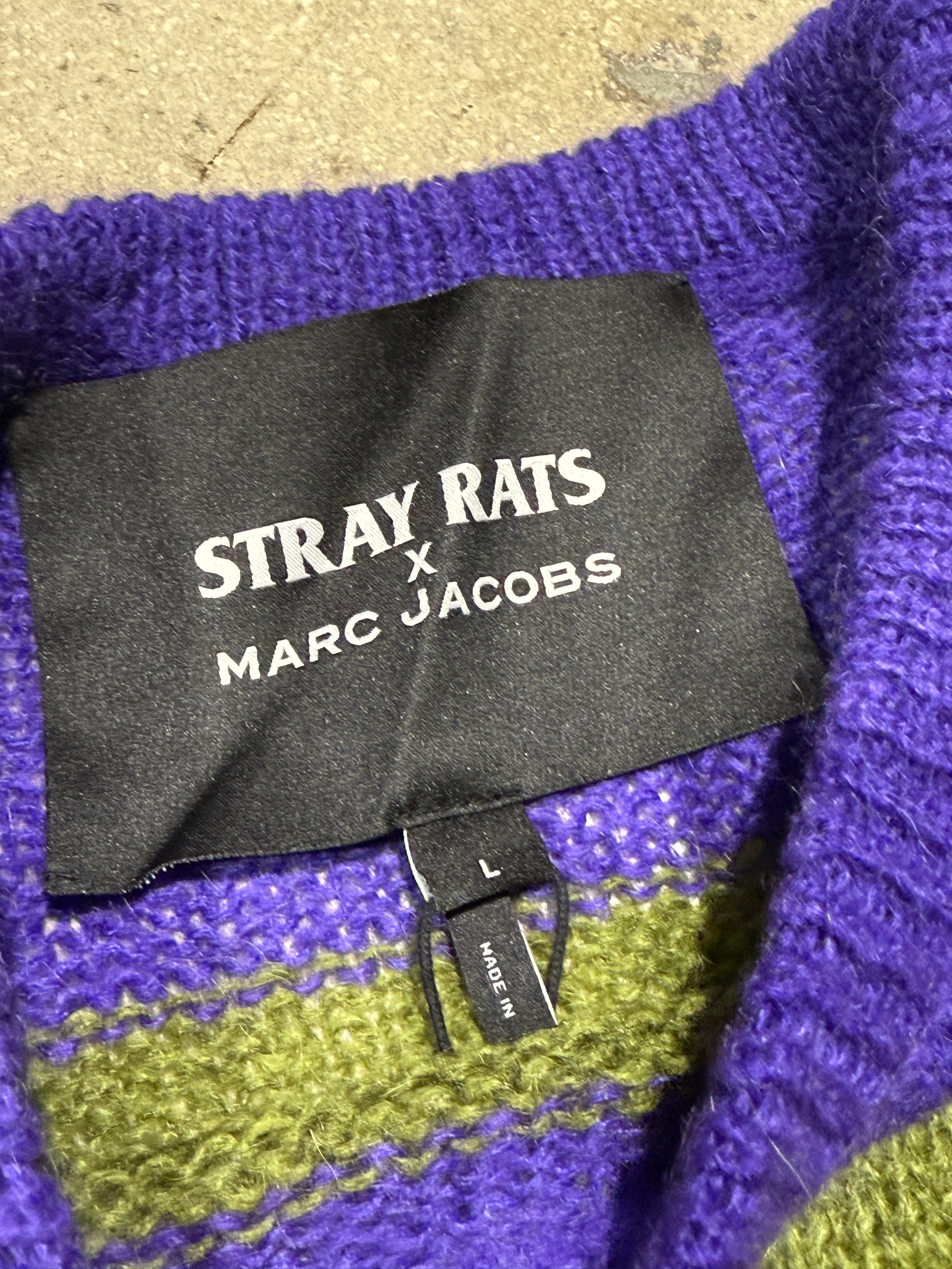 NEW Stray Rats x Marc Jacob The Grunge Sweater - Purple/Green Size Large