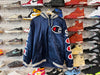 USED Supreme Champion Hooded Satin Varsity Jacket - Navy Size Medium
