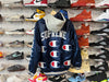 USED Supreme Champion Hooded Satin Varsity Jacket - Navy Size Medium