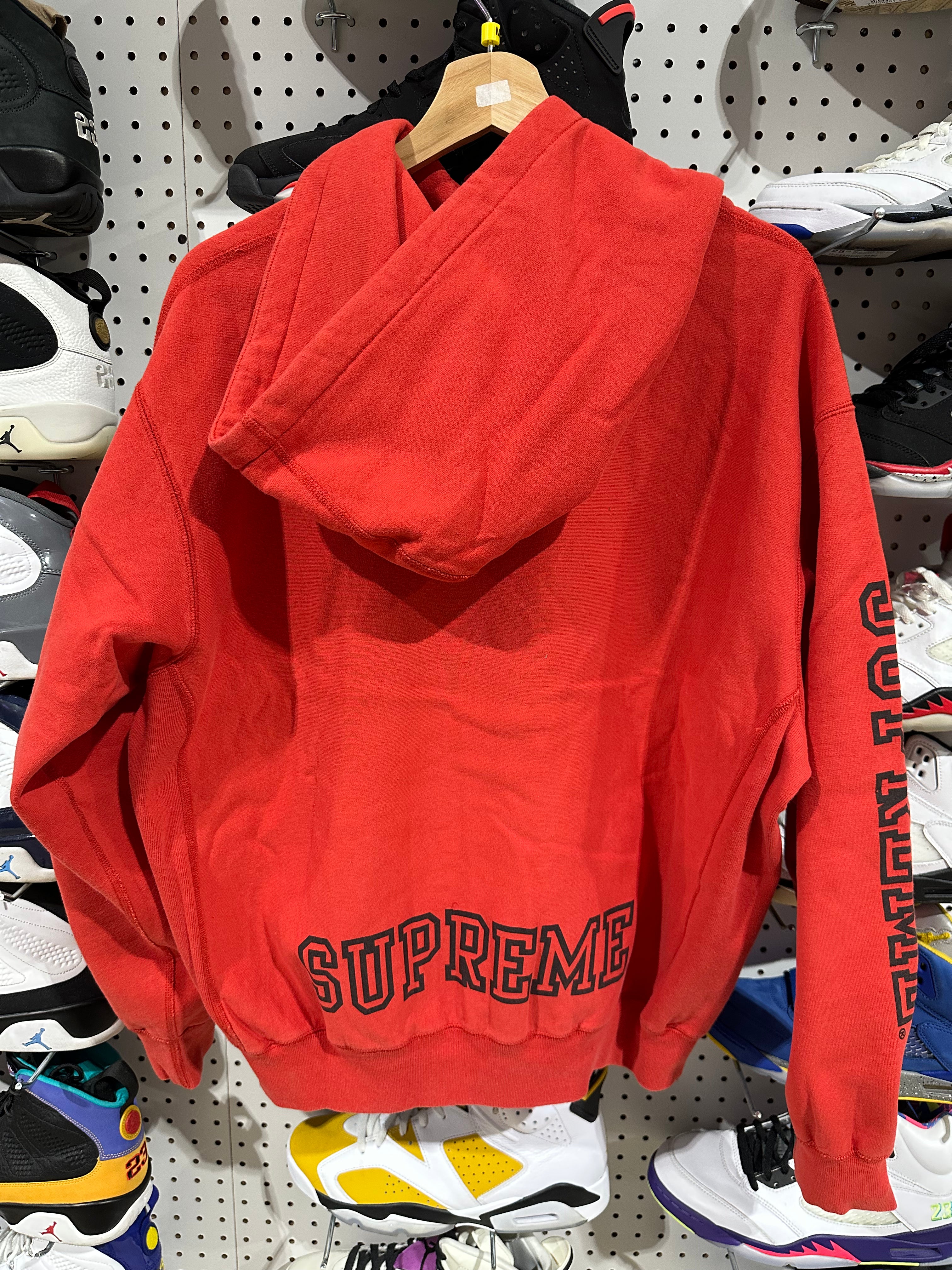 NEW Supreme Collegiate Sleeve Hoodie - Red Size Medium