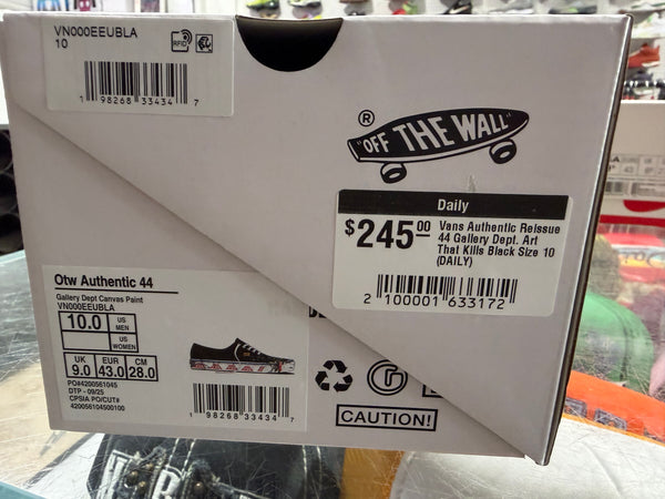 Vans Authentic Reissue 44 Gallery Dept. Art That Kills Black Size 10