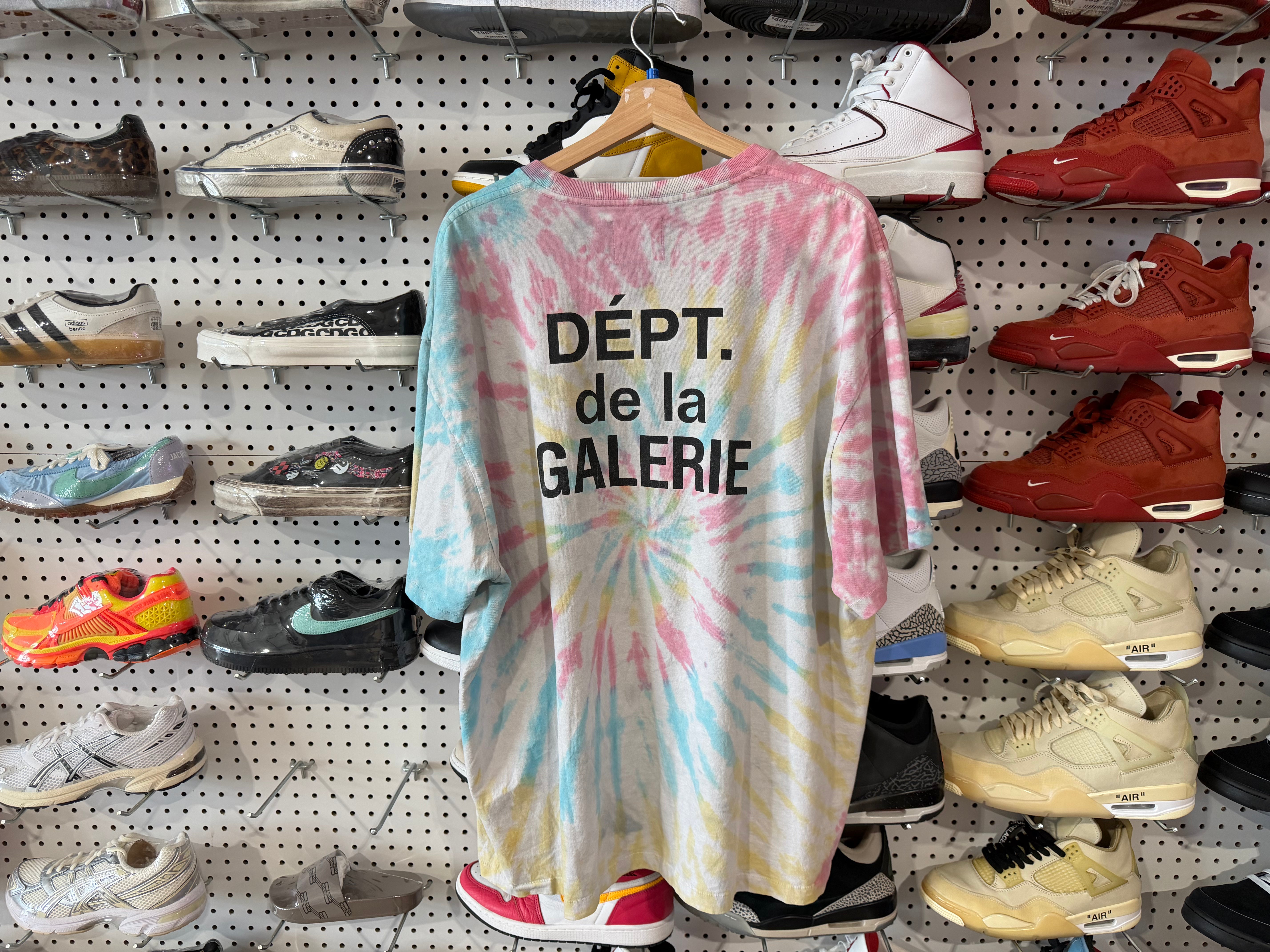 USED Gallery Dept Tie Die Tee - White Pink Yellow - Size XXL