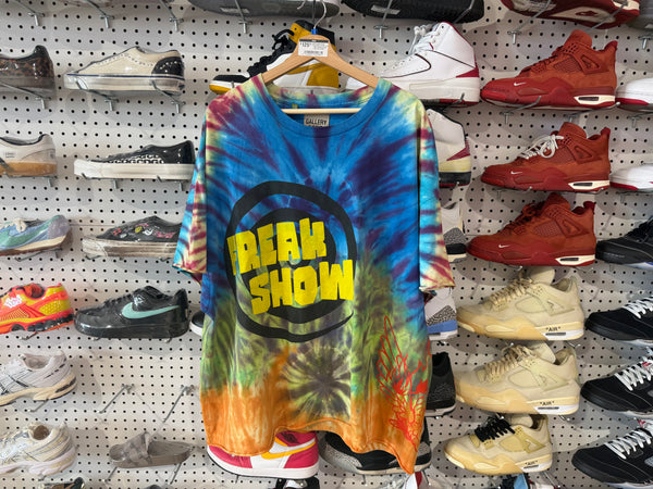 USED Gallery Dept Freak Show Tie Die Tee - Blue Yellow Purple - Size XXL