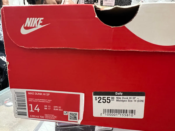 Nike Dunk HI SP - Michigan Size 14