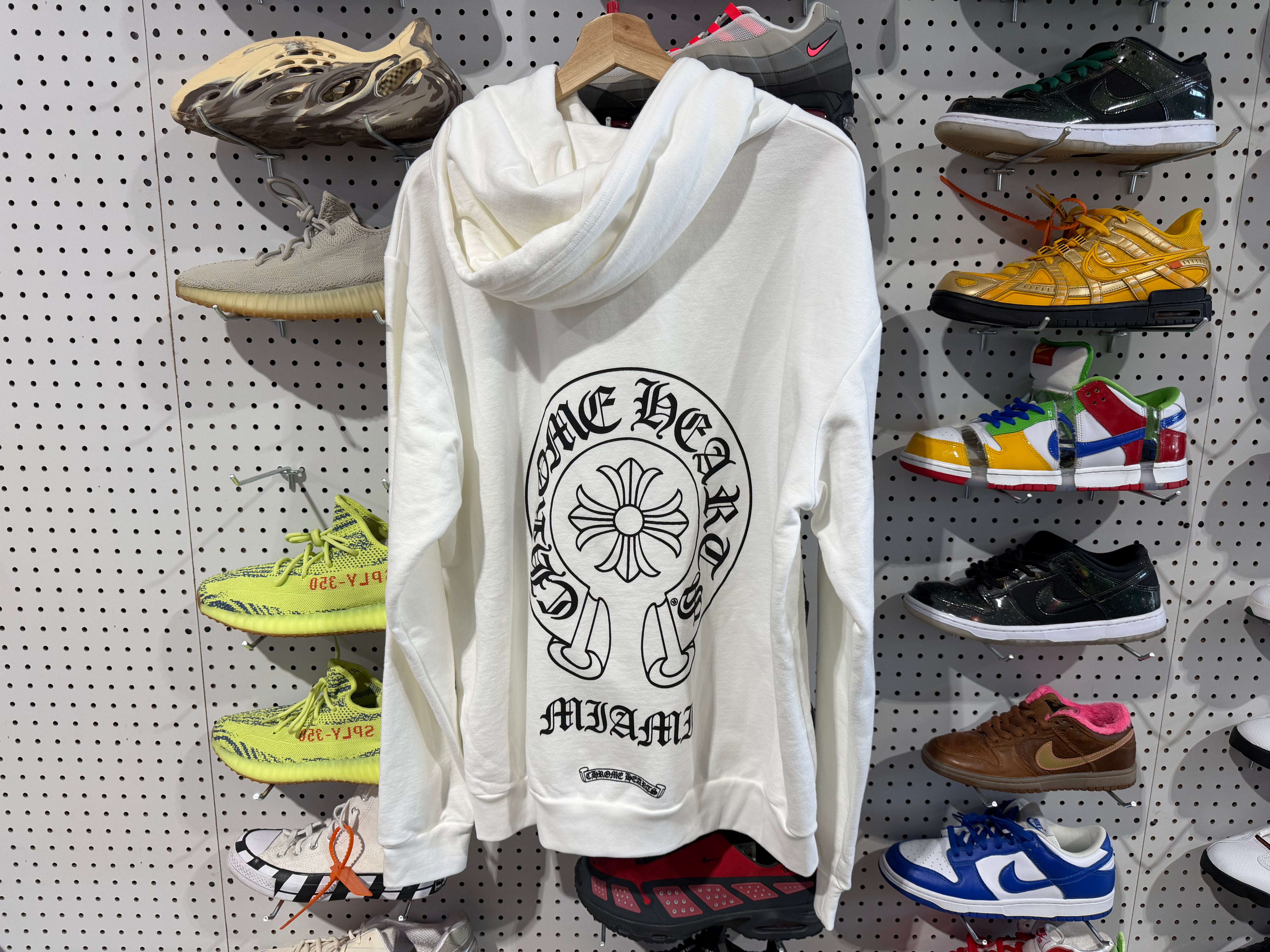 NEW Chrome Hearts Horseshoe Pullover Miami Hoodie - White Size Large