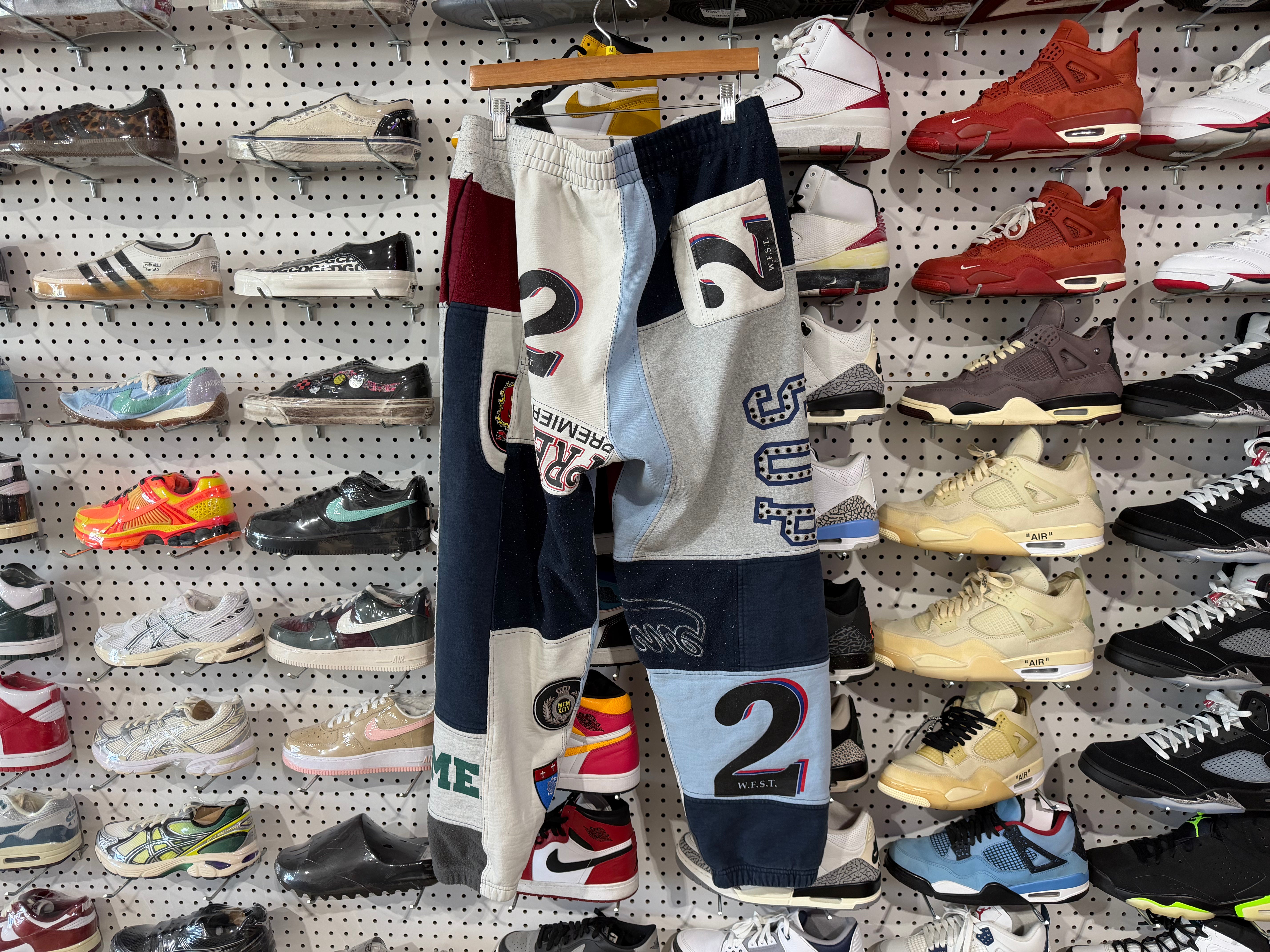 USED Supreme Patchwork Sweatpants SS25 - Navy Size Medium