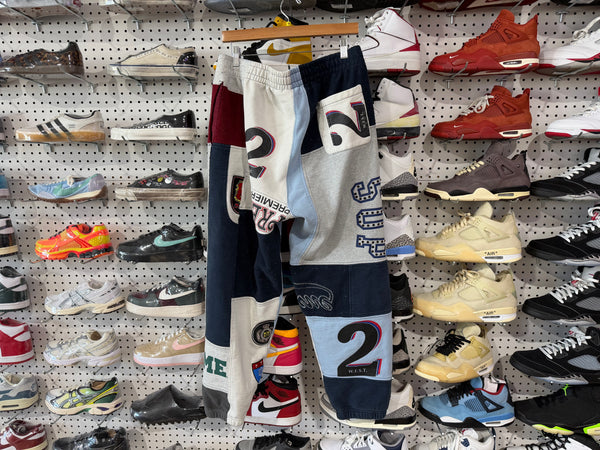 USED Supreme Patchwork Sweatpants SS25 - Navy Size Medium