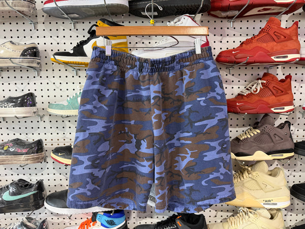 USED Supreme Small Box Logo Sweat Shorts - Blue Camo Size Medium