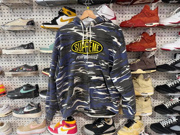 USED Supreme Performance Zip Uo Hooded Sweatshirt - Blue Camo Size Medium