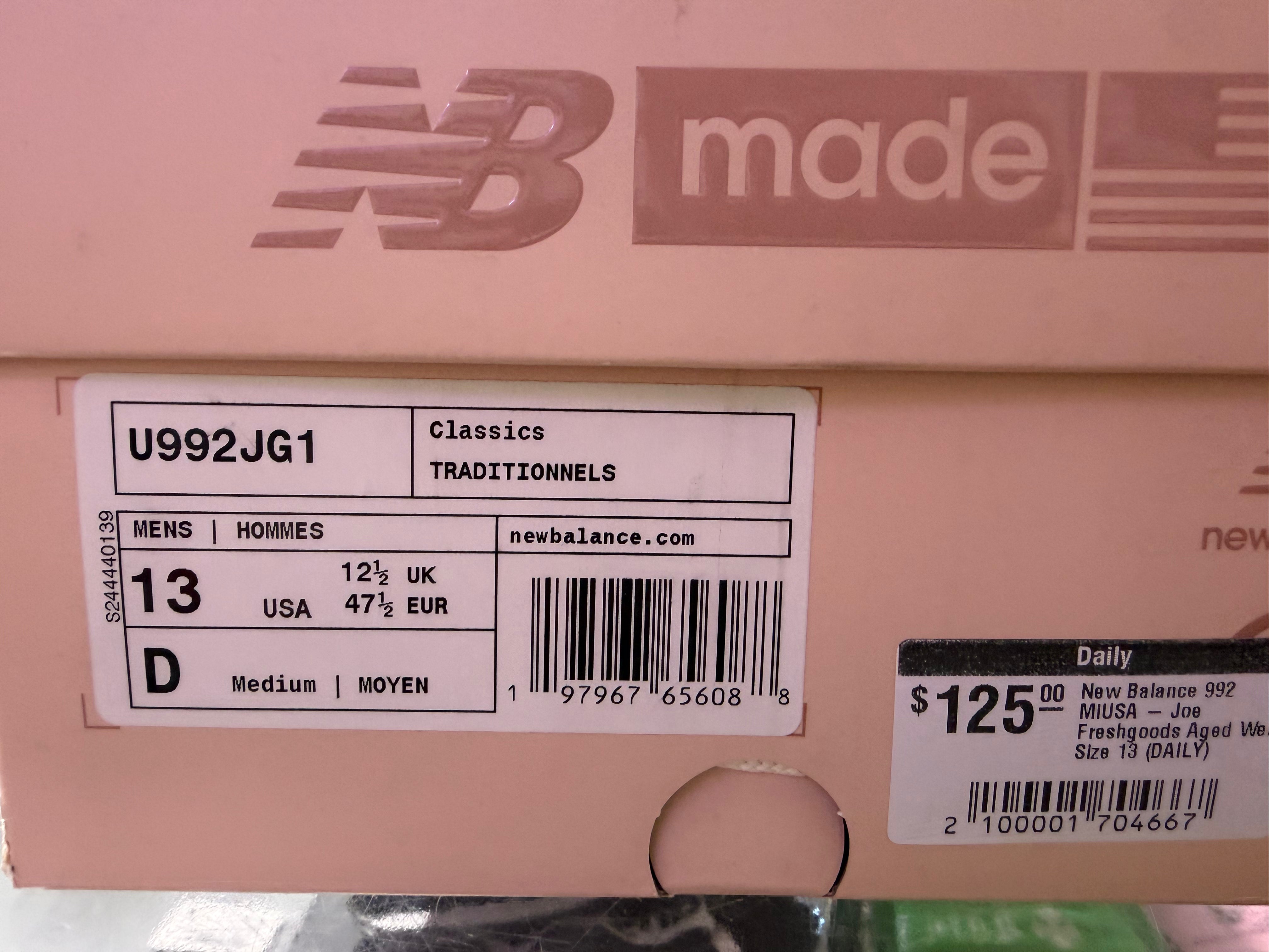 New Balance 992 MiUSA - Joe Freshgoods Aged Well Size 13