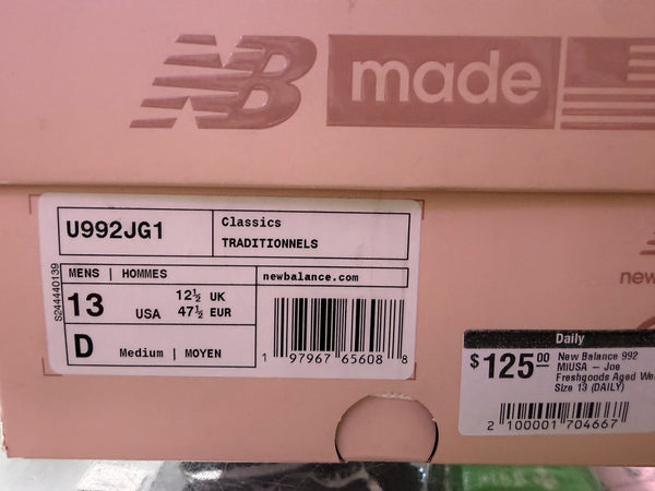 New Balance 992 MiUSA - Joe Freshgoods Aged Well Size 13
