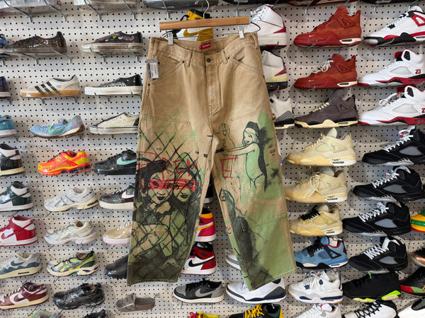 NEW Supreme Rita Ackermann Double Knee Painter Pant - Tan Size 36