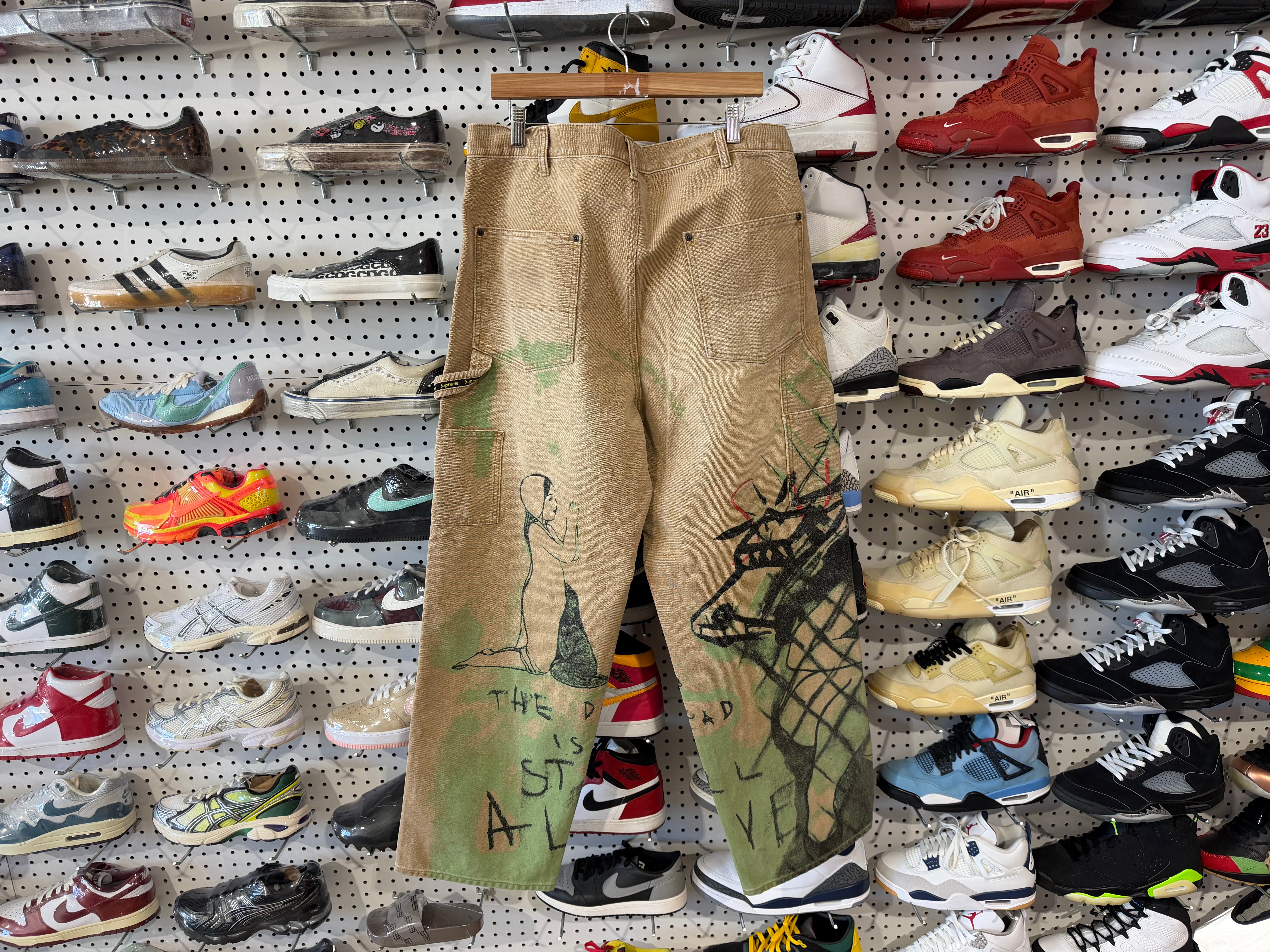 NEW Supreme Rita Ackermann Double Knee Painter Pant - Tan Size 36