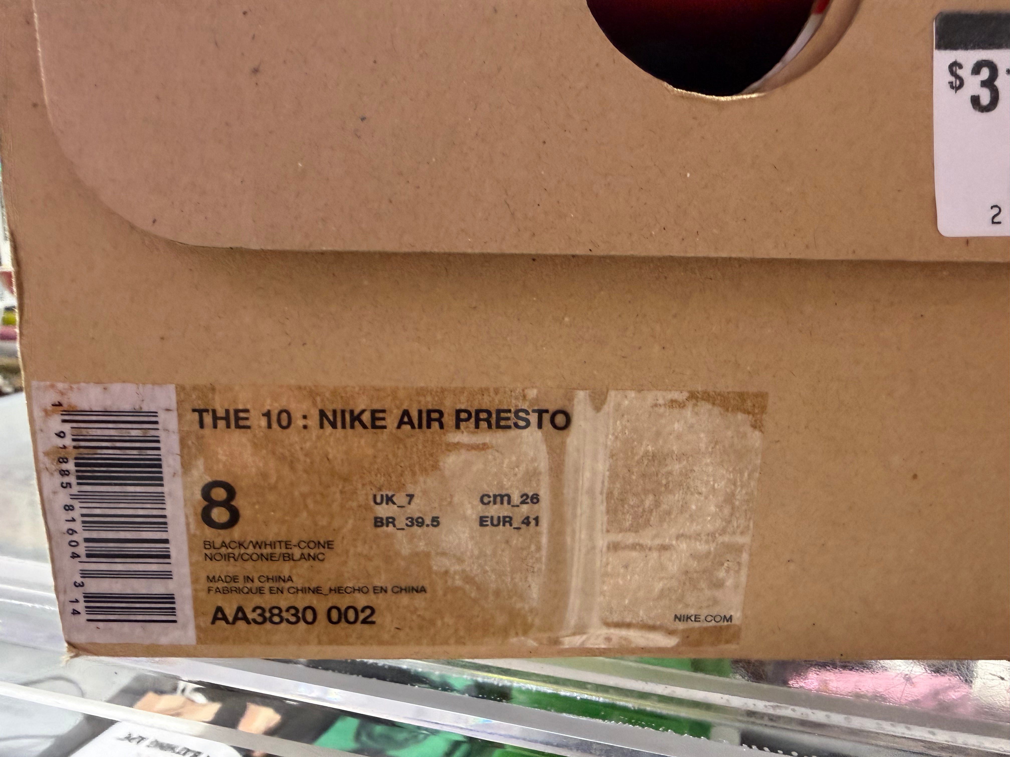 Nike Air Presto - Off White/Black Size 8