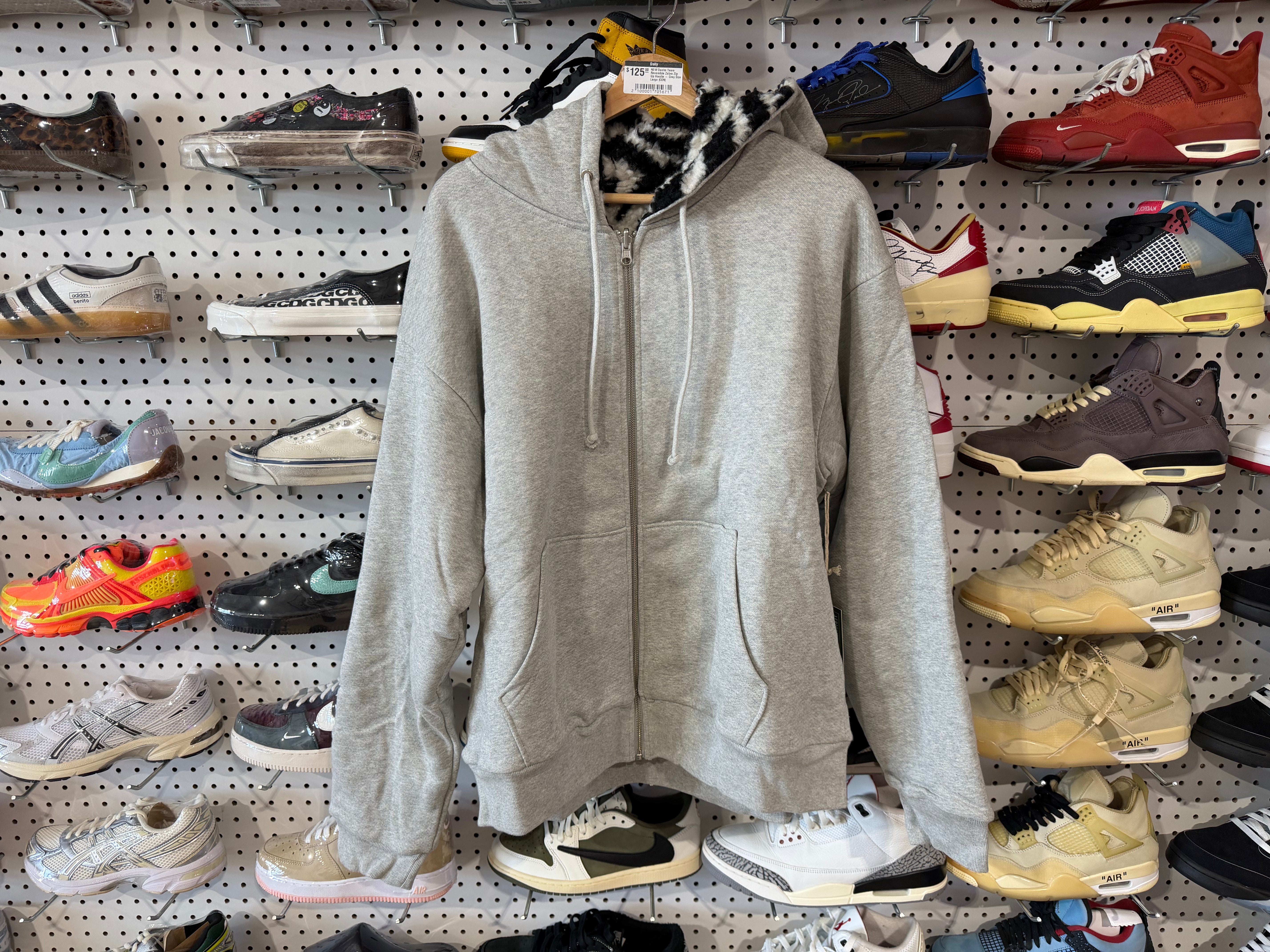NEW Denim Tears Reversible Zebra Zip Up Hoodie - Grey Size XXL