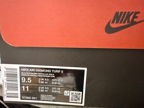 Nike Air Diamond Turf 2 - Black Patent Size 9.5