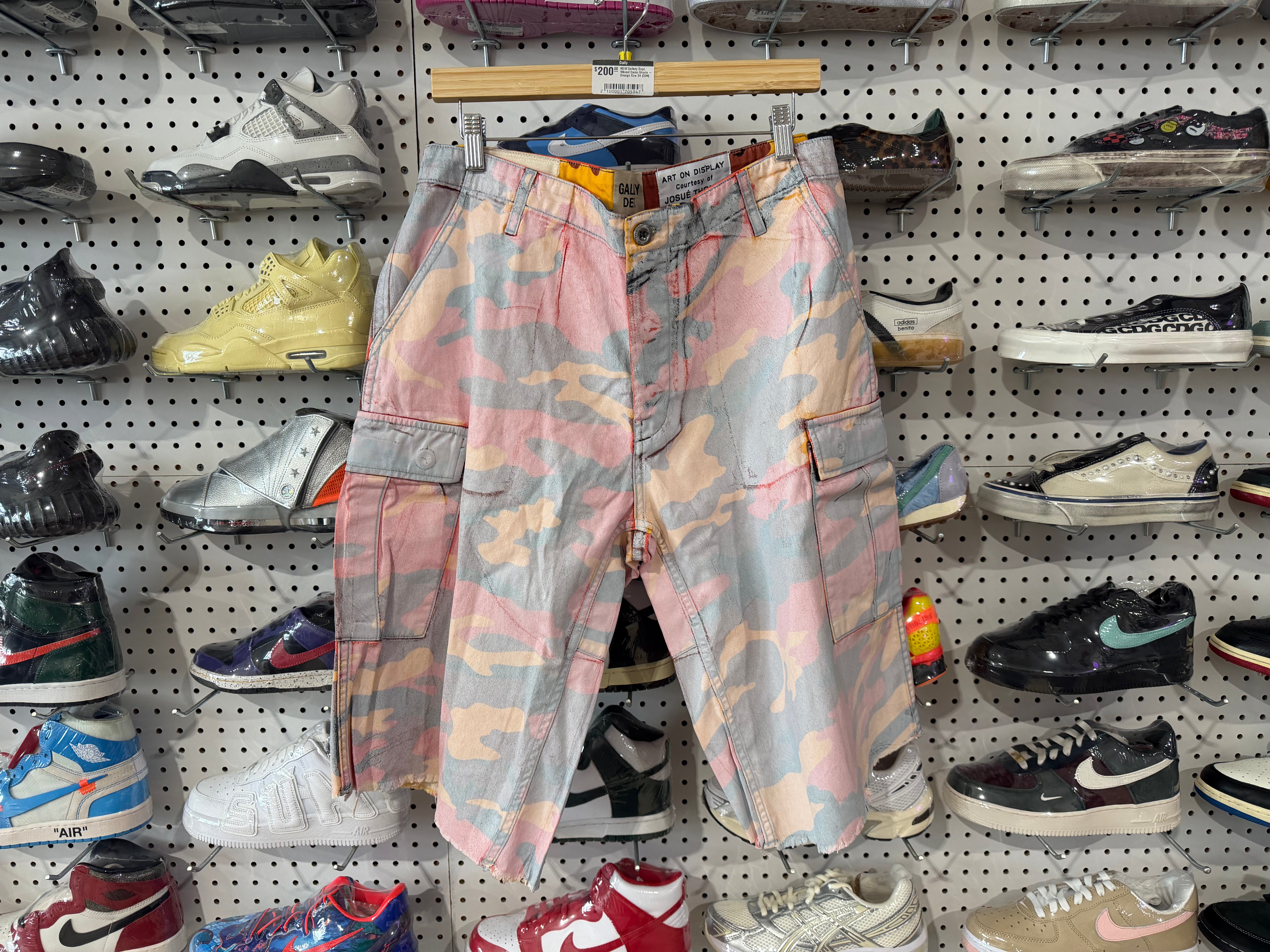 NEW Gallery Dept. Waxed Camo Shorts - Orange Size 34
