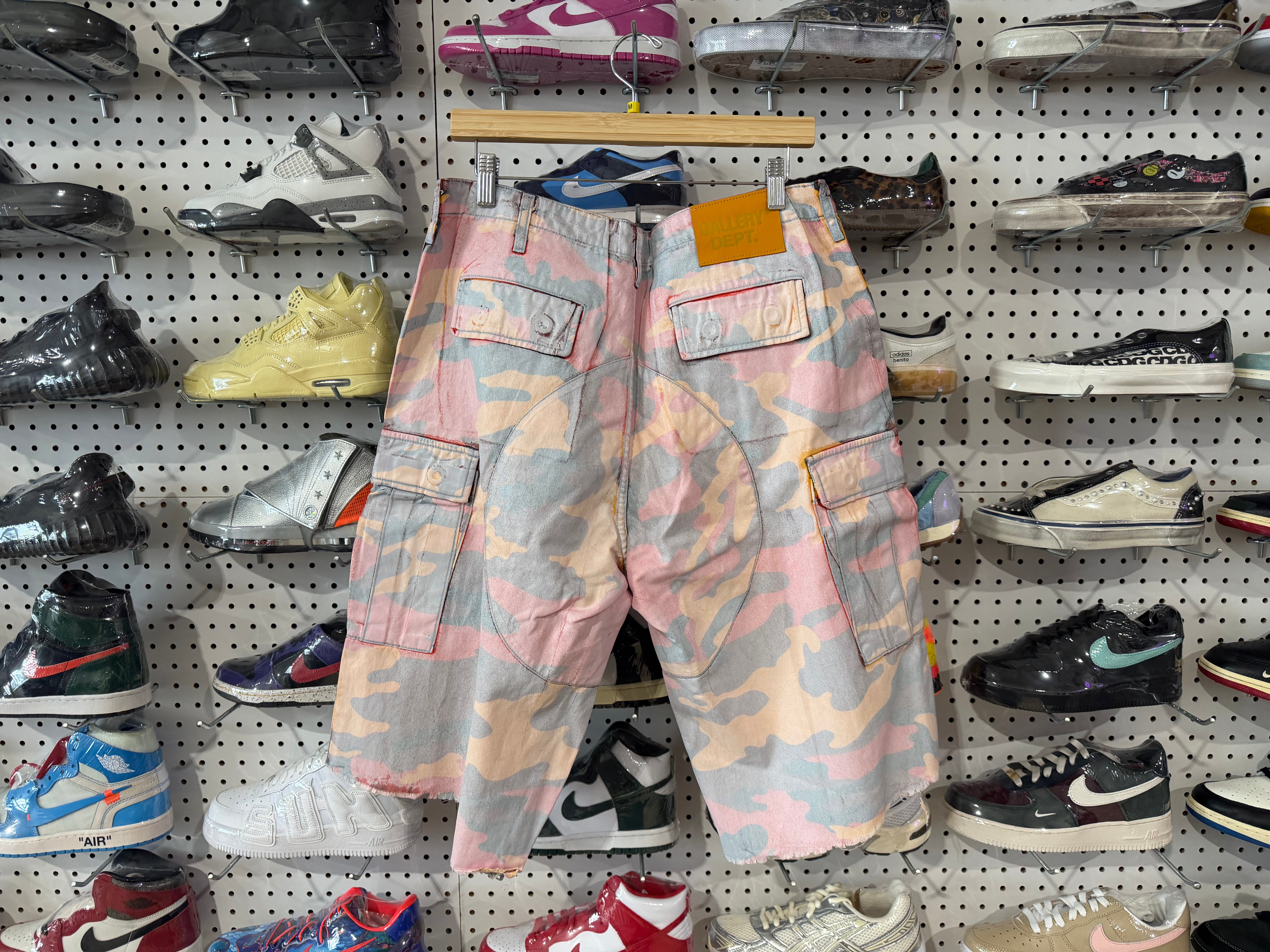 NEW Gallery Dept. Waxed Camo Shorts - Orange Size 34
