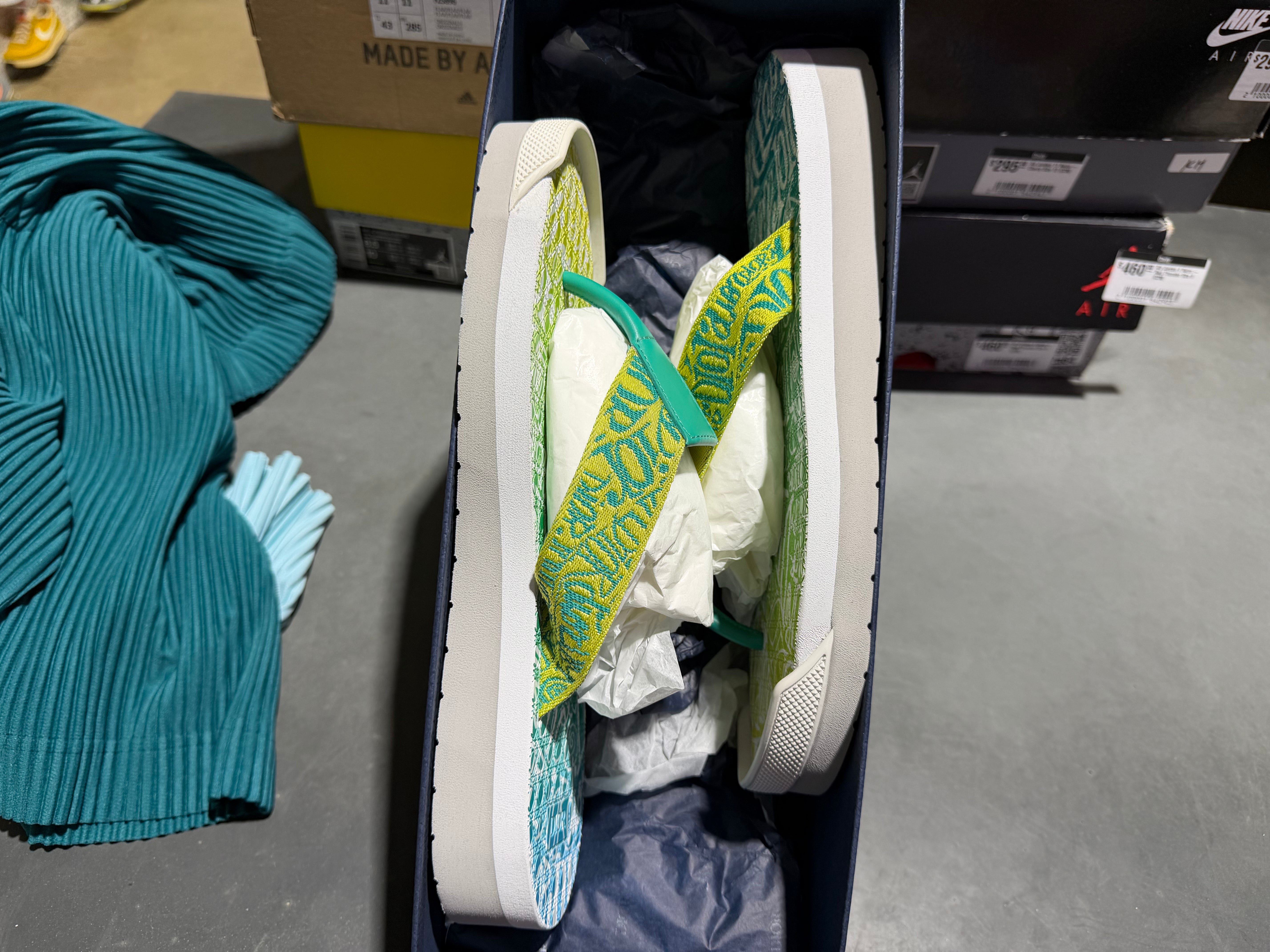 Dior x Stussy Slides - White/Green Size 42 / US 9