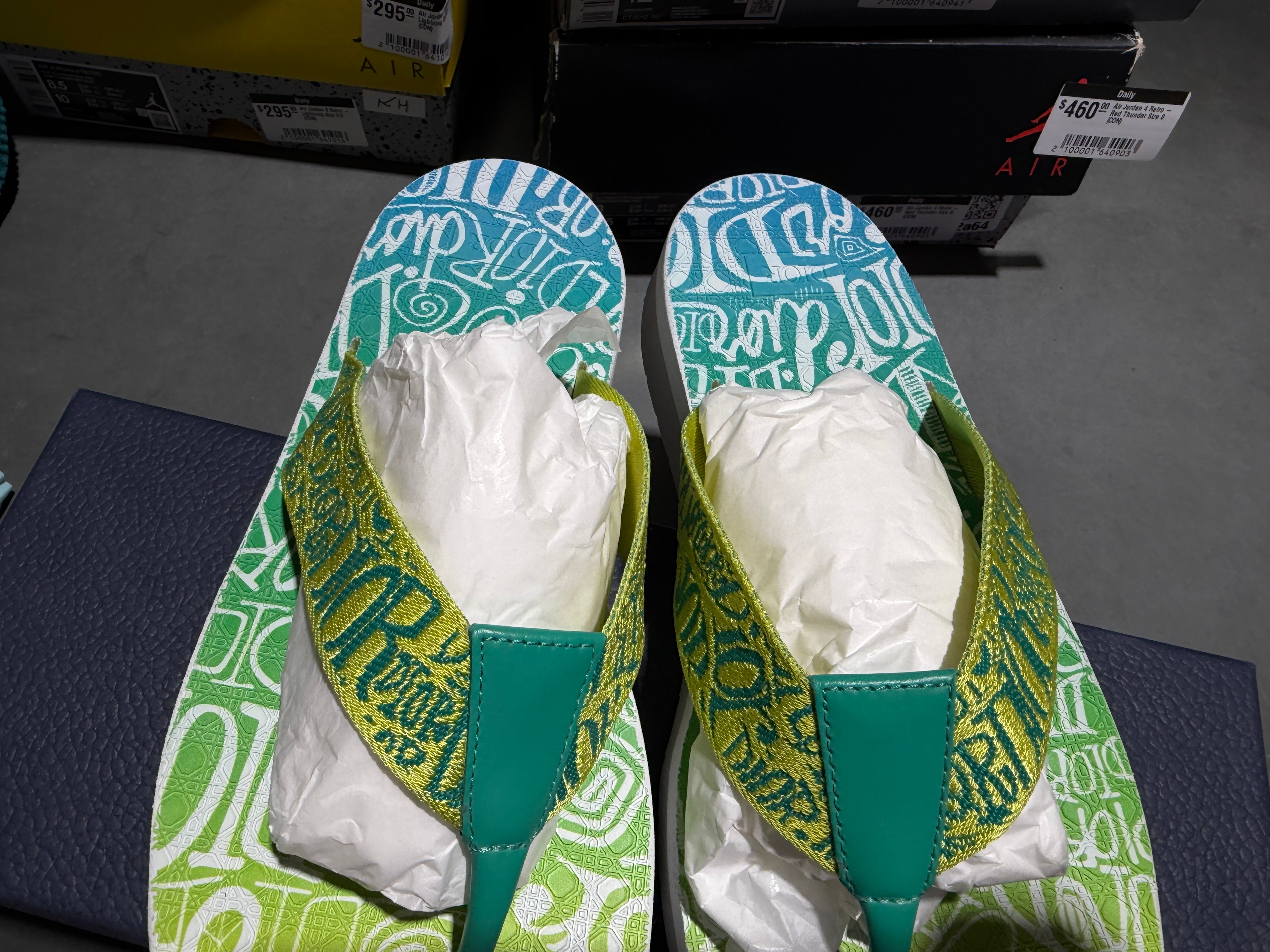 Dior x Stussy Slides - White/Green Size 42 / US 9