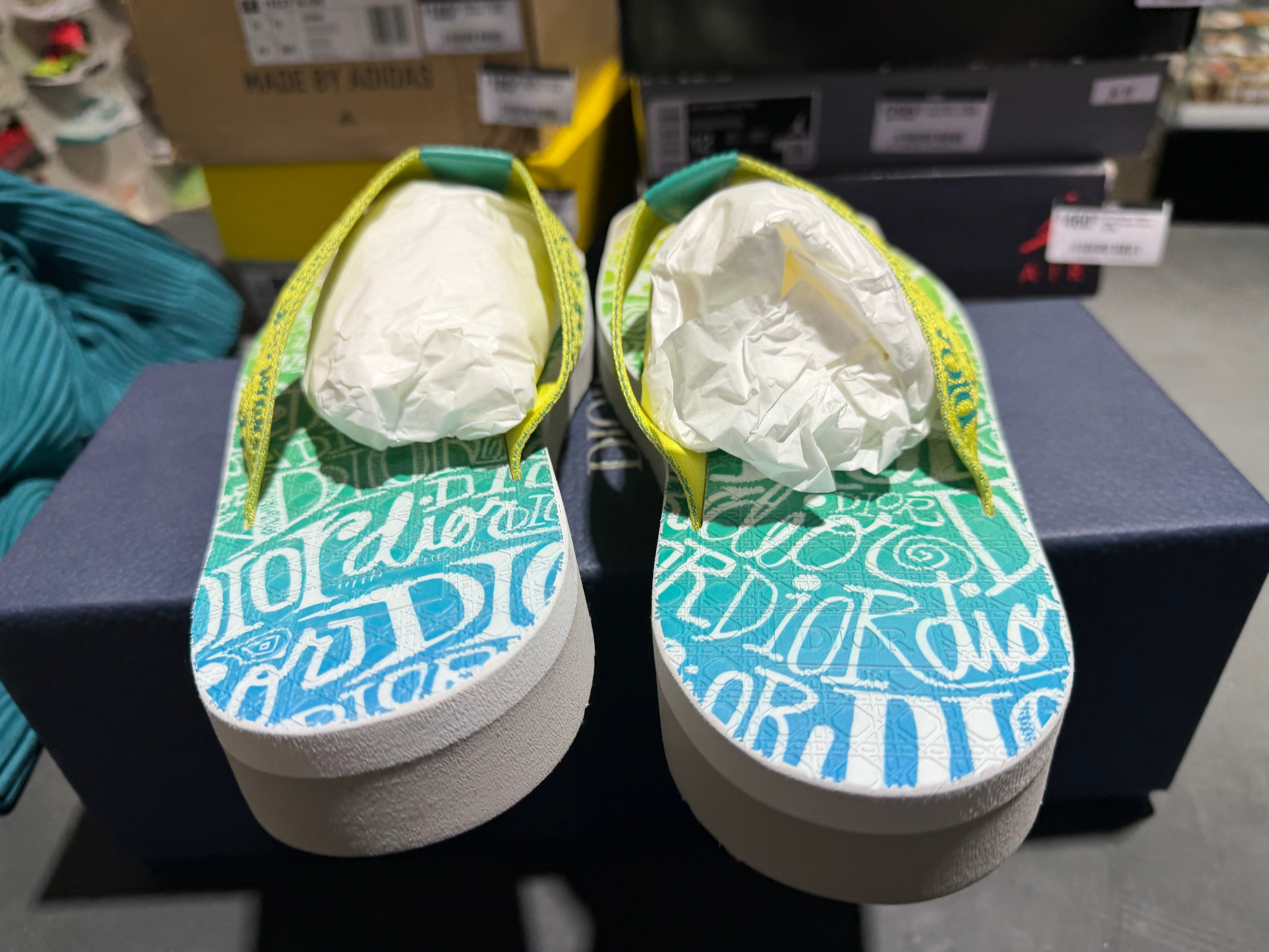 Dior x Stussy Slides - White/Green Size 42 / US 9