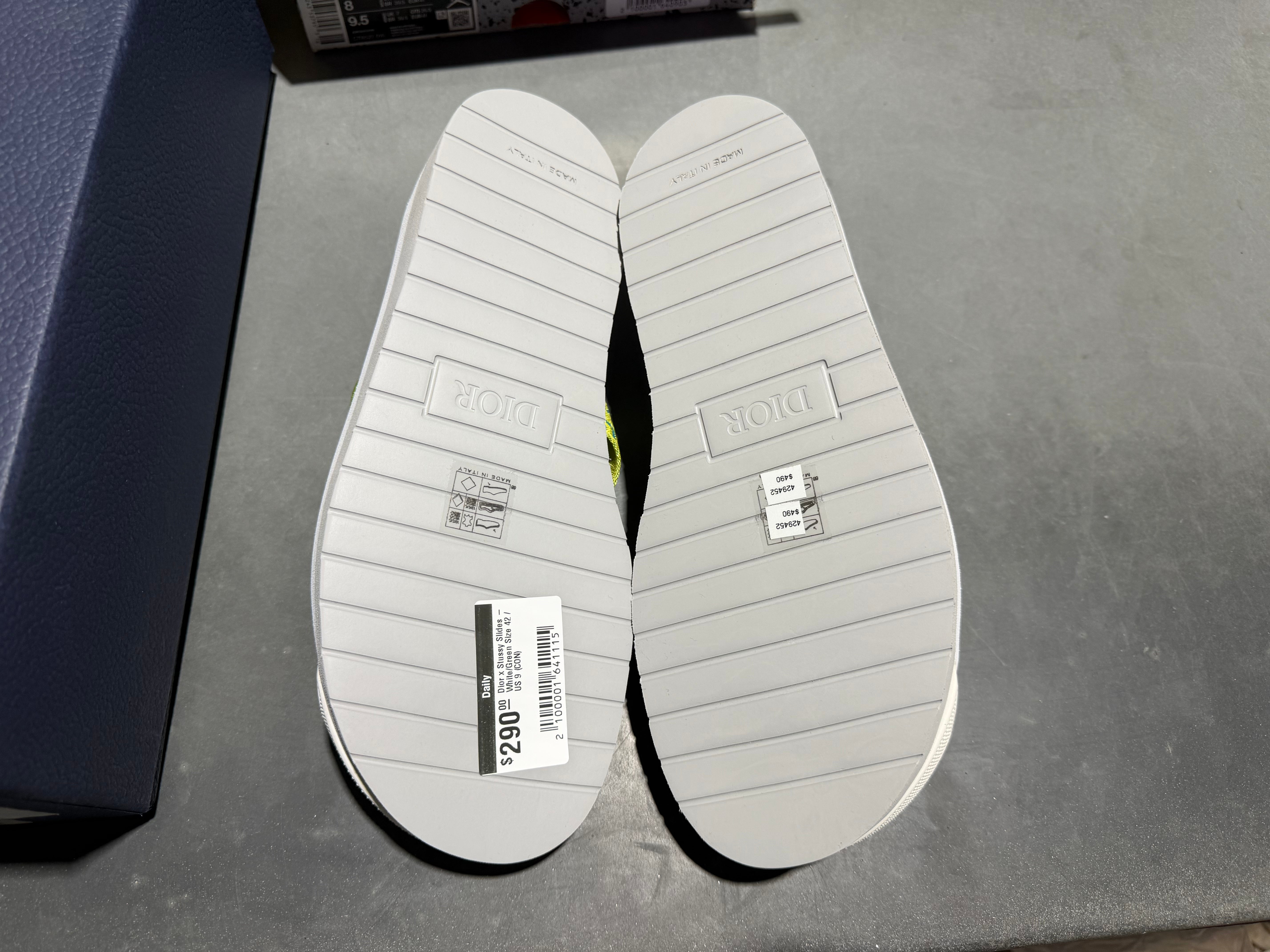 Dior x Stussy Slides - White/Green Size 42 / US 9