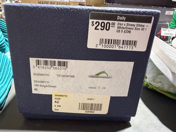 Dior x Stussy Slides - White/Green Size 42 / US 9