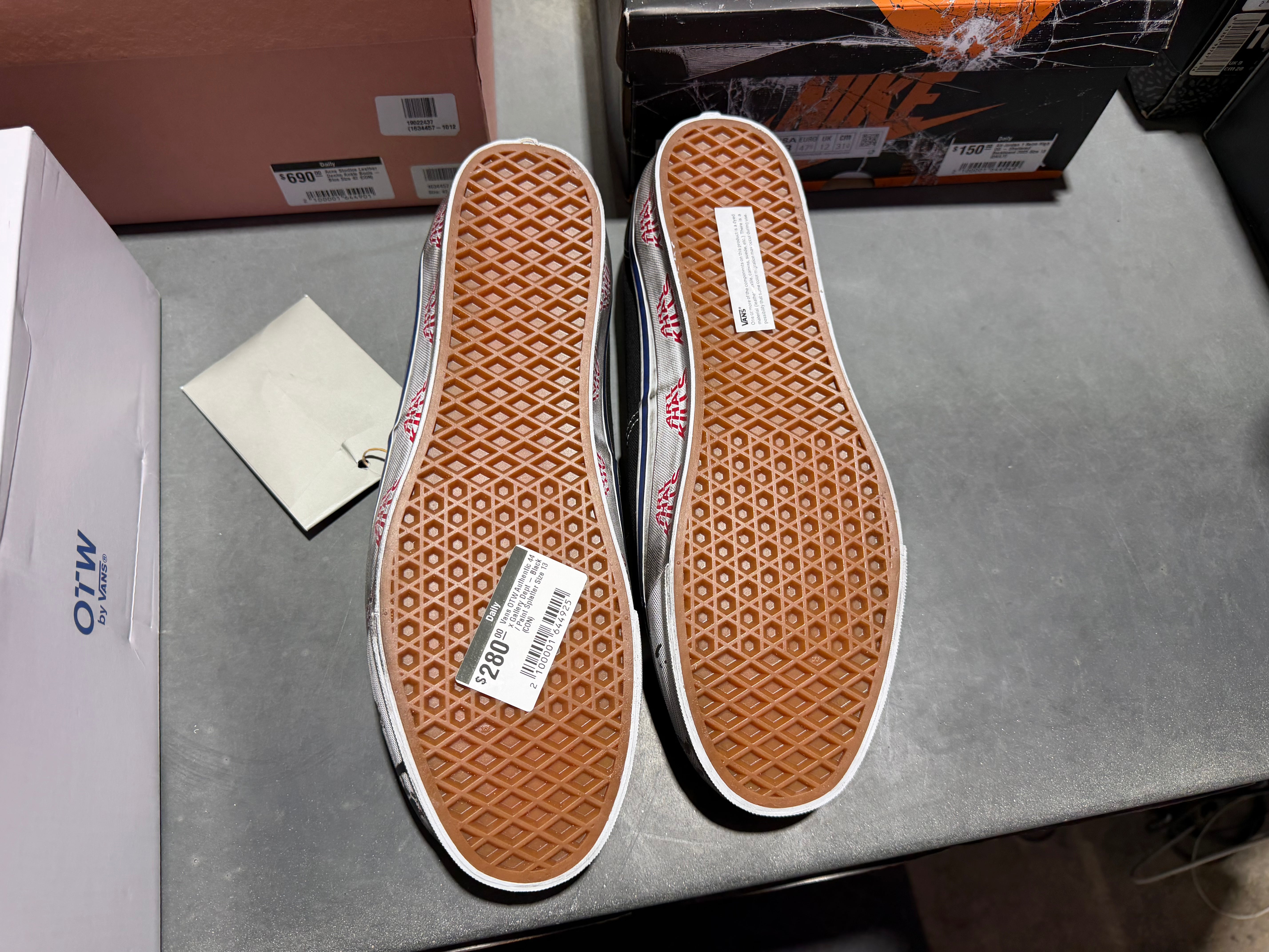 Vans OTW Authentic 44 x Gallery Dept - Black / Paint Splatter Size 12