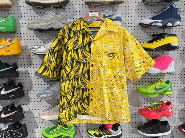 USED Prada Banana Button Up Shirt - Yellow Size Large