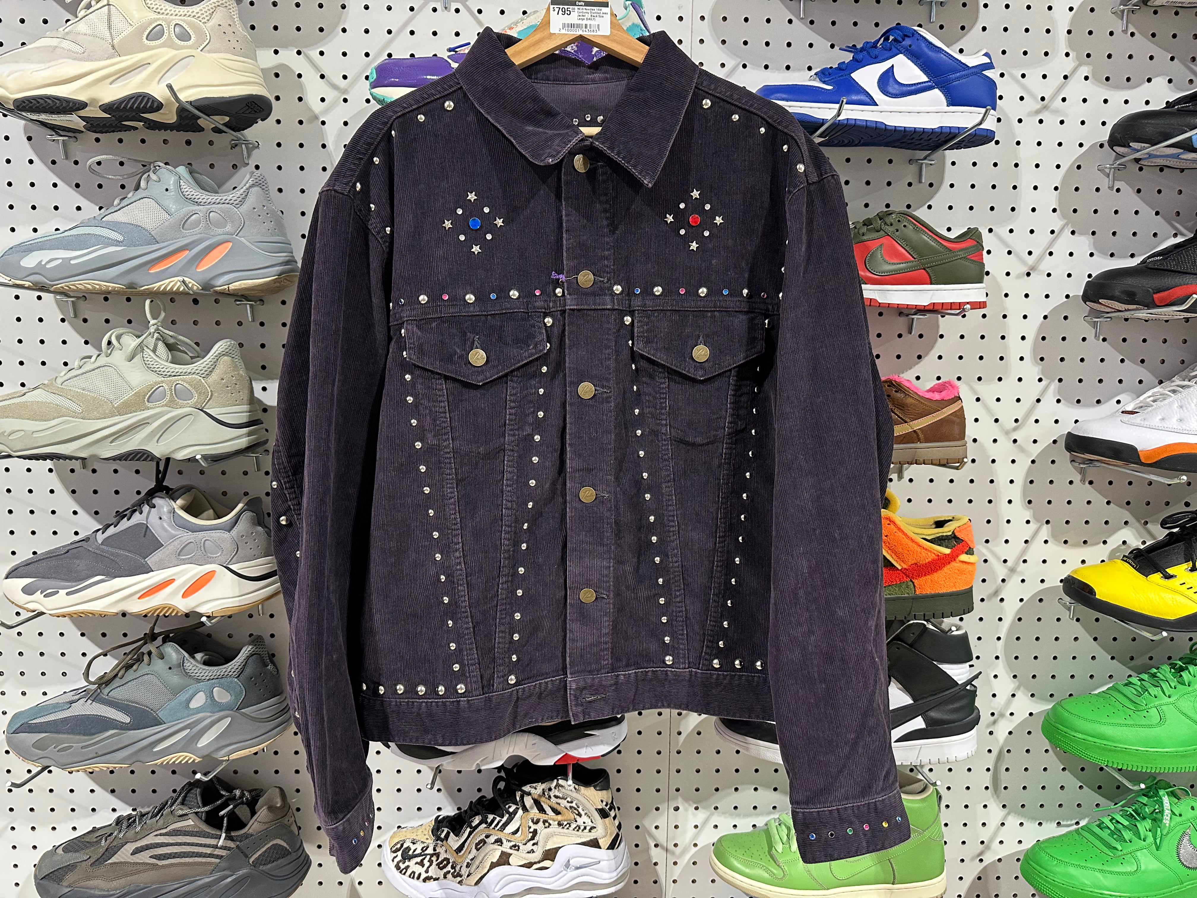 NEW Needles 14W Corduroy Studded Jean Jacket - Black Size Large