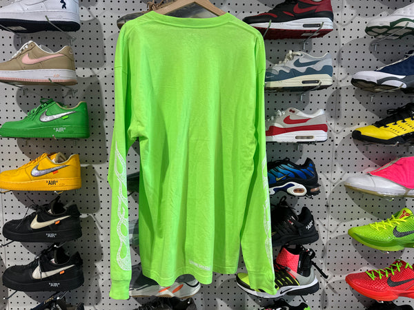 USED Chrome Hearts Flames L/S Tee - Neon Green Size XL