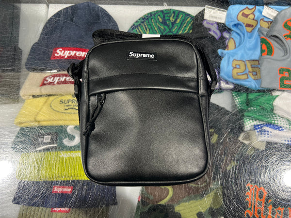 NEW Supreme Leather Shoulder Bag - Black