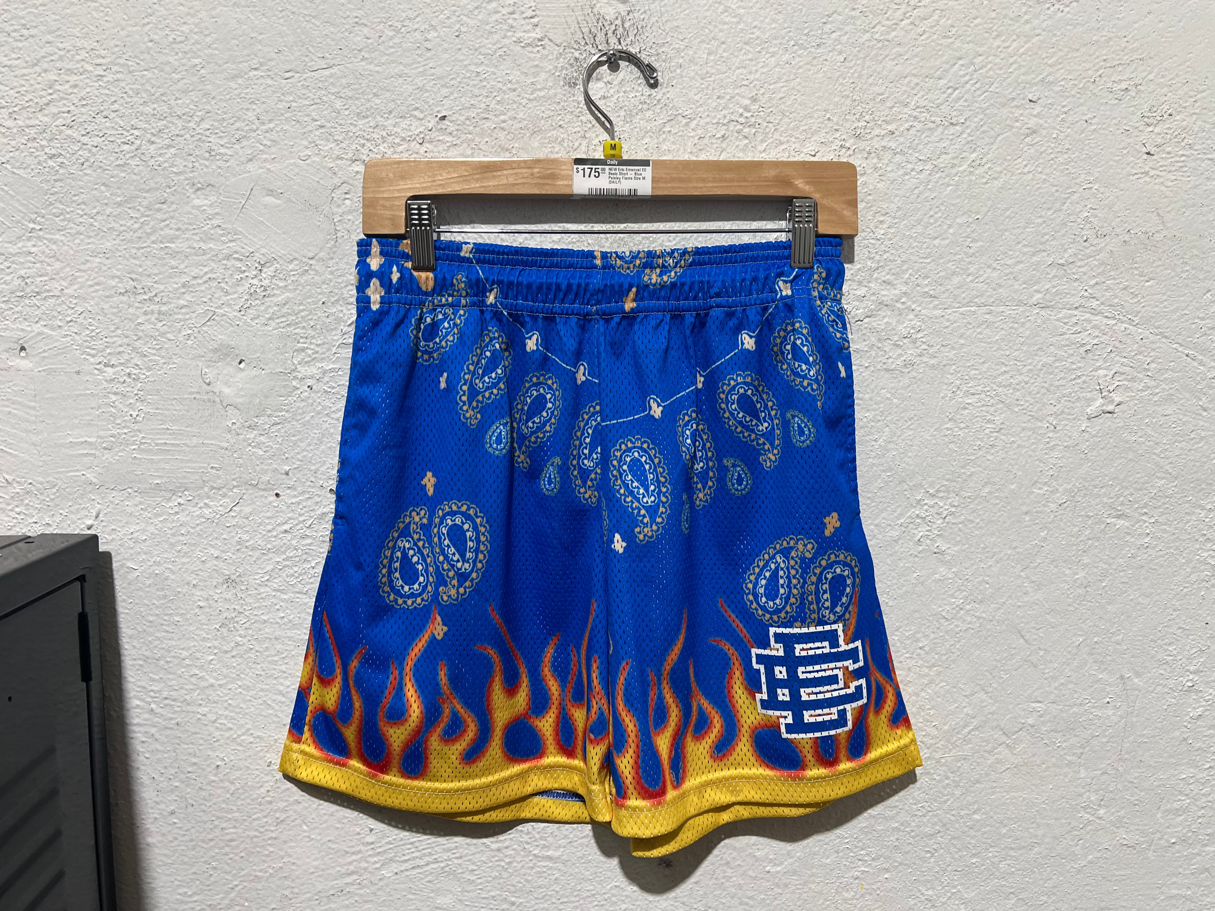 NEW Eric Emanuel EE Basic Short - Blue Paisley Flame Size M