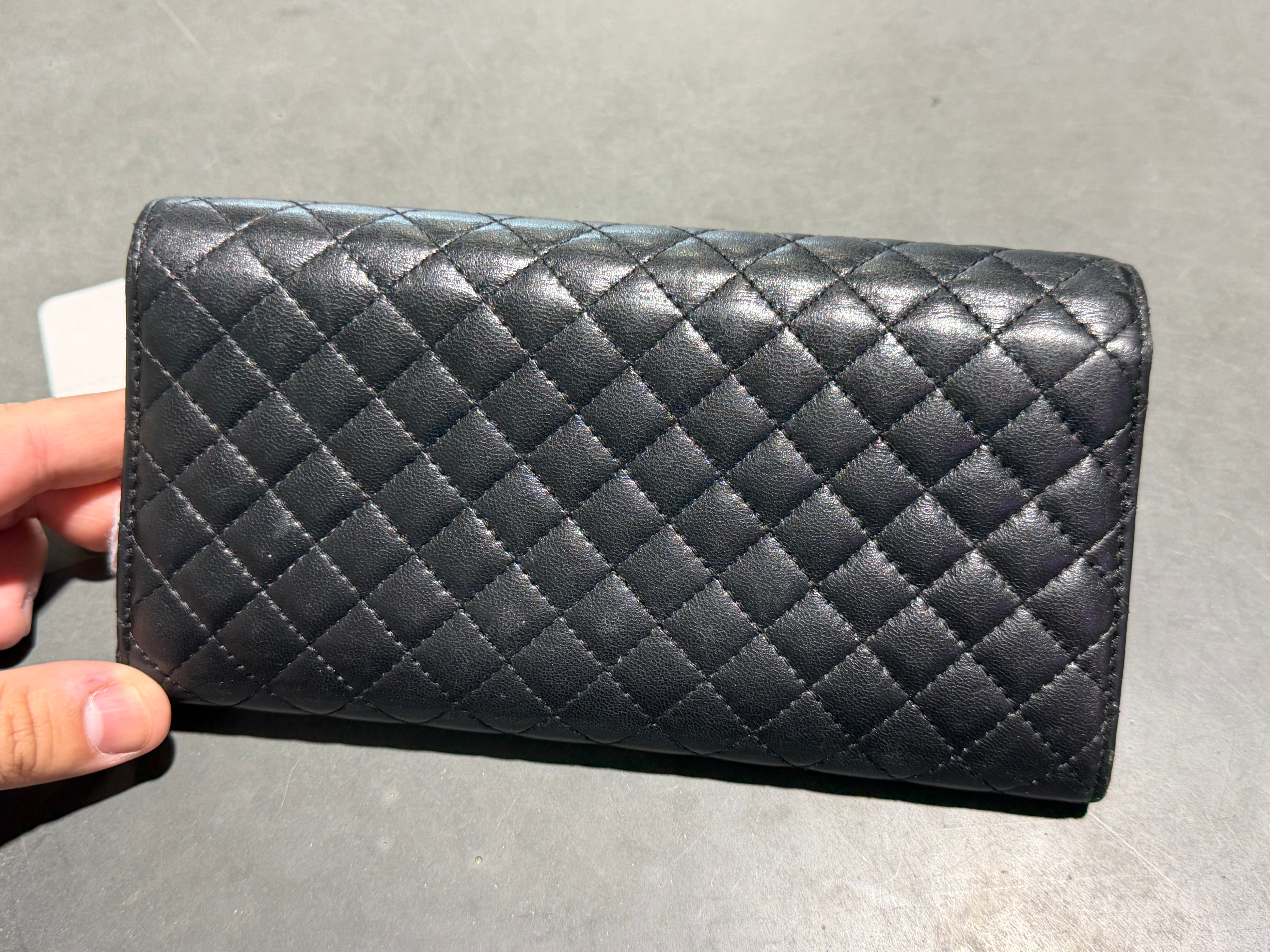 Clean VTG Chanel Quilted CC Leatrer Flap Long Wallet - Black/Pink