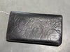 USED 2010s Chanel Camellia Long Flap Leather Wallet - Black