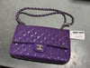 CLEAN Chanel Medium Classic Double Flap Patent Leather Bag - Purple