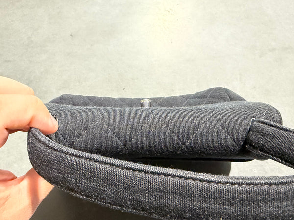 CLEAN Chanel Quilted Frabric Kelly Flap Bag - Black/Silver