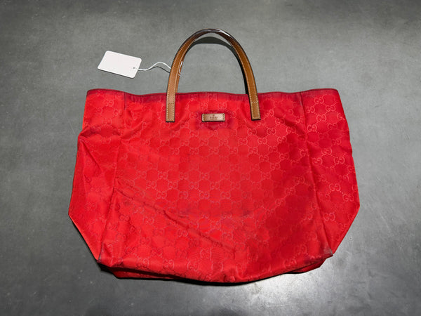 VTG 2000s GUCCI GG Nylon Monogram Medium Tote - Red