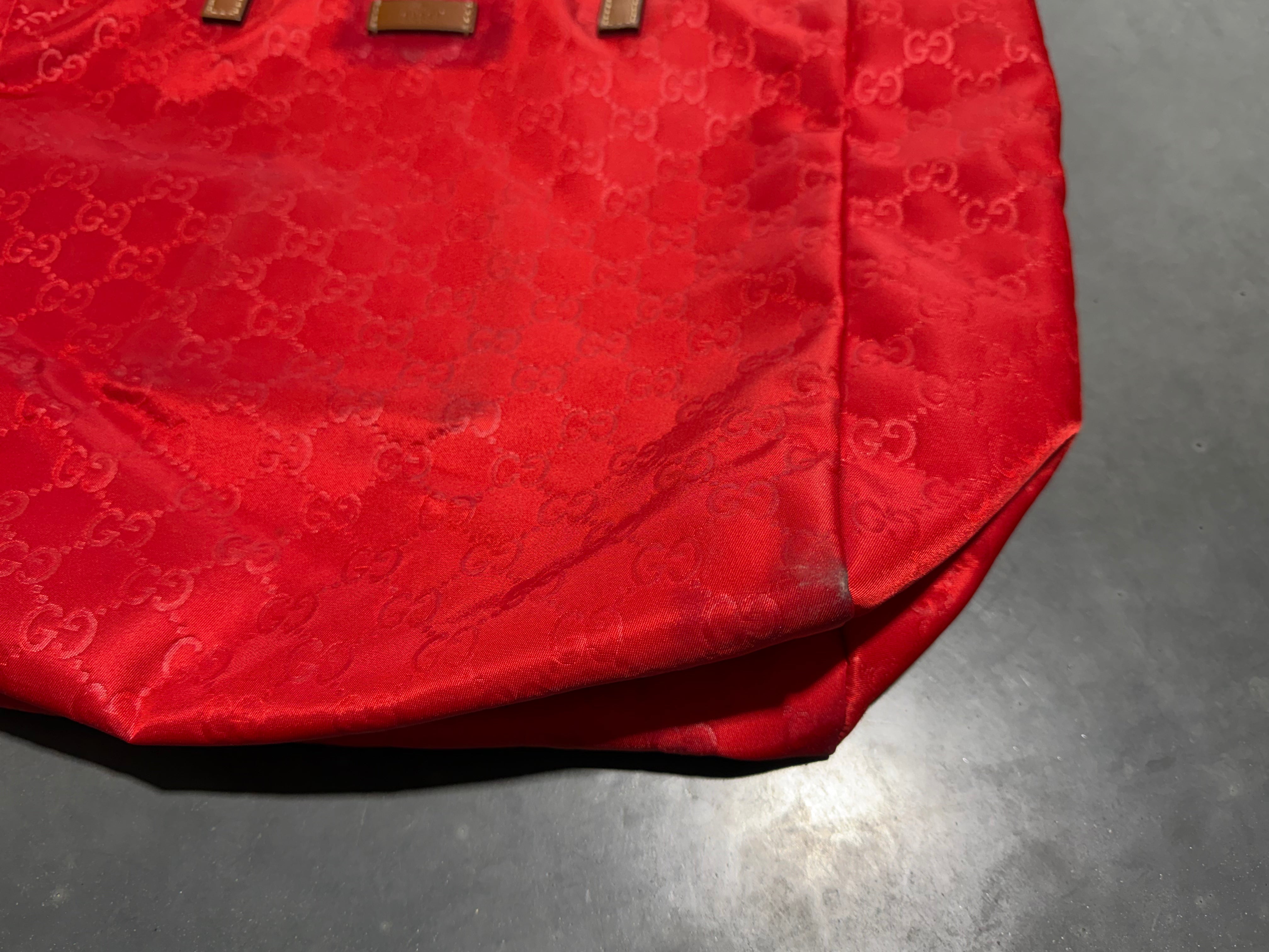VTG 2000s GUCCI GG Nylon Monogram Medium Tote - Red