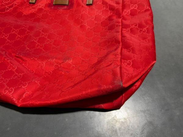 VTG 2000s GUCCI GG Nylon Monogram Medium Tote - Red