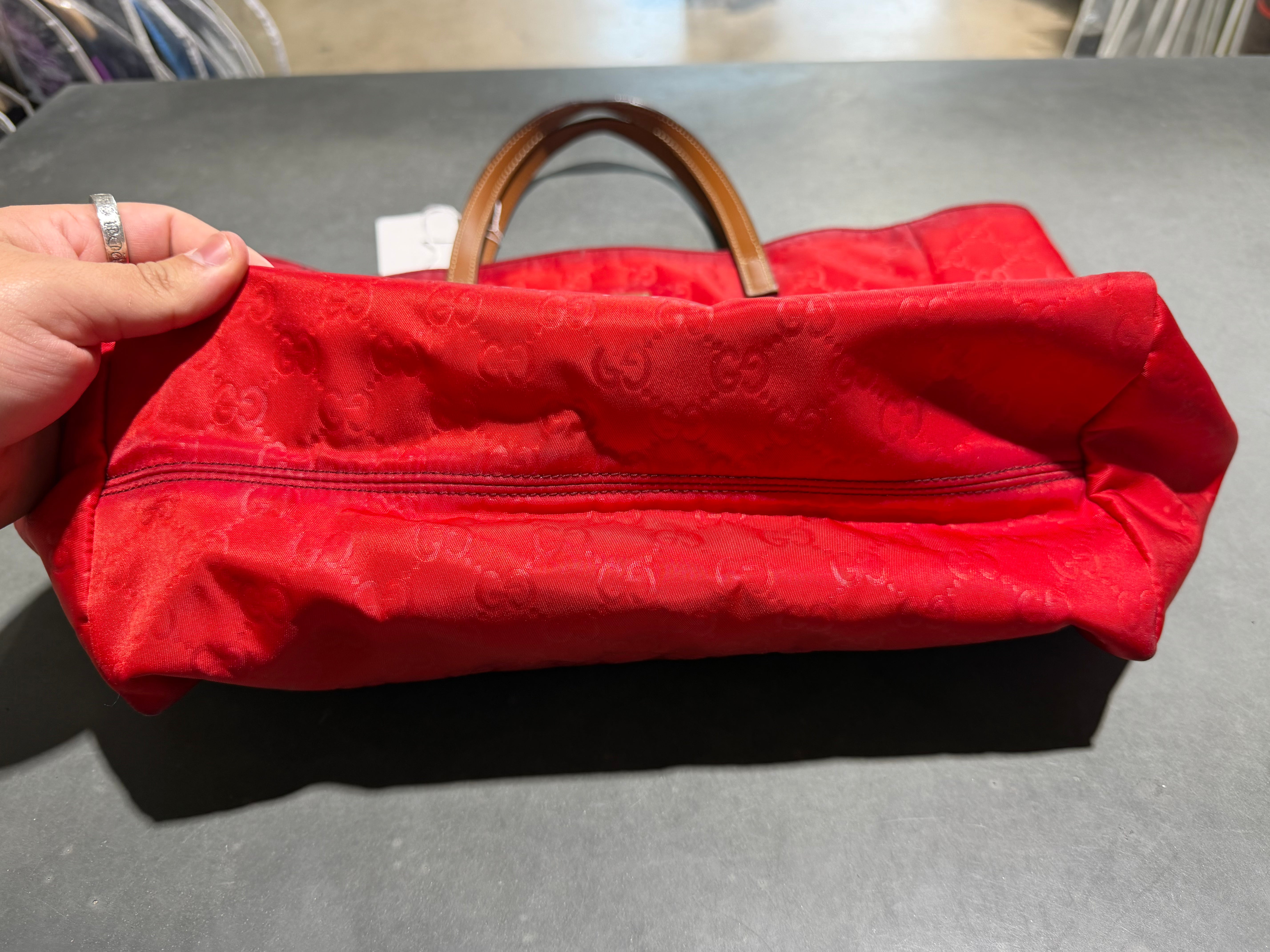 VTG 2000s GUCCI GG Nylon Monogram Medium Tote - Red