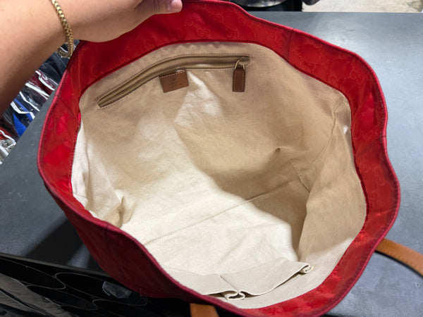 VTG 2000s GUCCI GG Nylon Monogram Medium Tote - Red