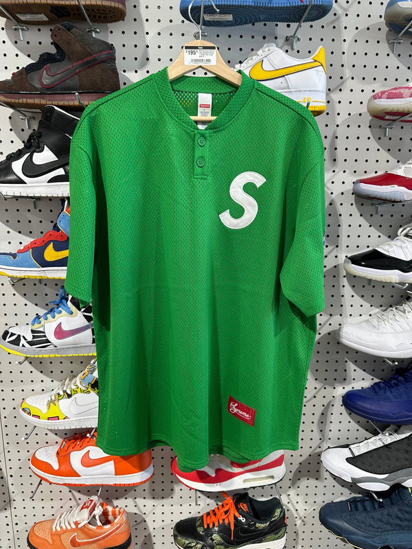 NEW Supreme SS25 S Logo Baseball Henley - Green Size Large