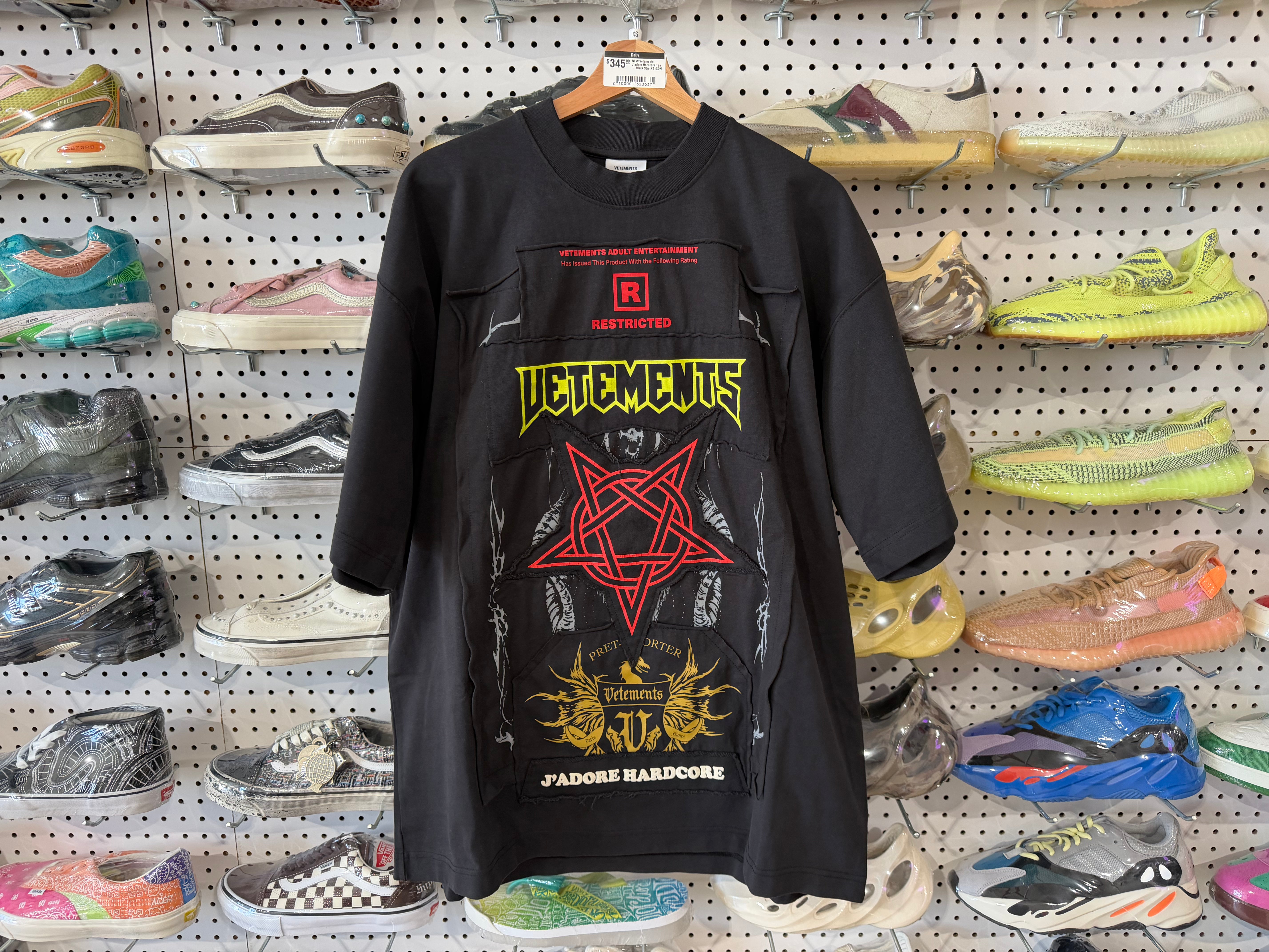 NEW Vetements J'adore Hardcore Tee - Black Size XS
