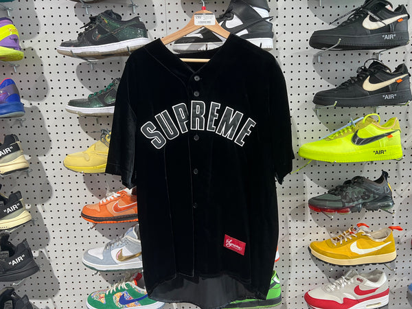 NEW Supreme Leopard Velvet Baseball Jersey - Black Size Large