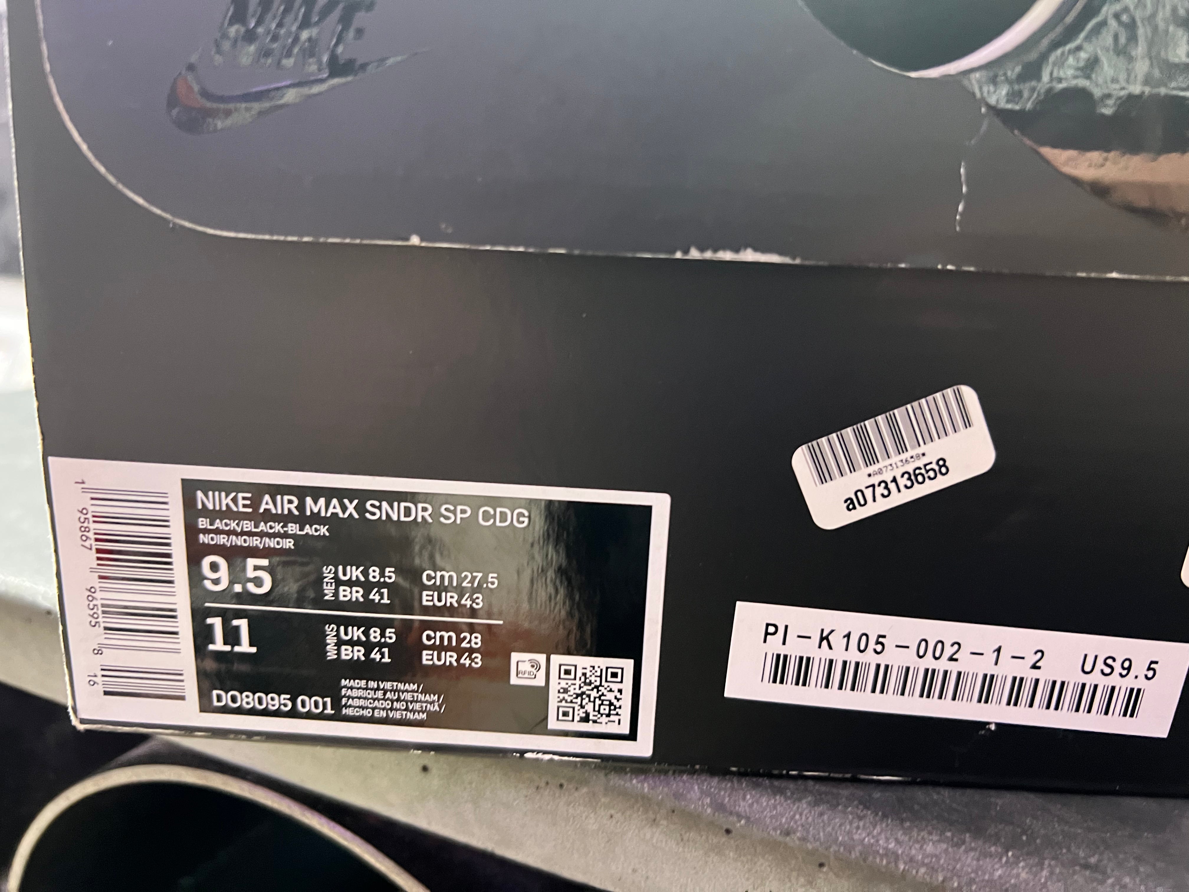 Nike Air Max Sunder SP Comme des Garcons Homme Plus - Black Size 9.5